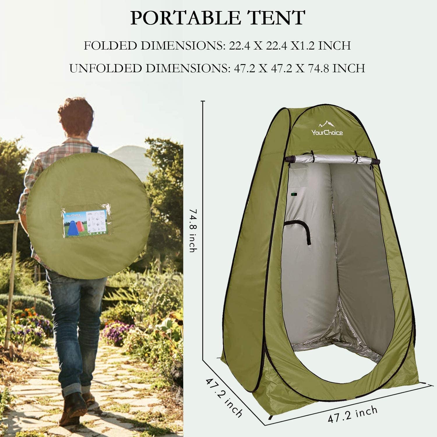 Cloak of Invisibility: Premium Pop-Up Privacy Tent for Shower and Restroom Use, 6.2 FT of Discreet Comfort with Travel Pillowcase