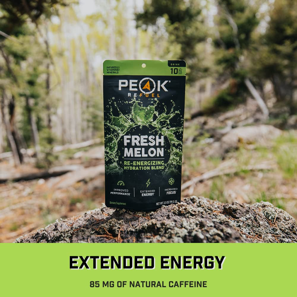 Re-Energizing Drink Mix | Hydration Blend | Extended Energy | Improved Performance | Increased Focus | Premium Flavors | Easy-Tear Single Serving Sticks | Fresh Melon - 10-Pack