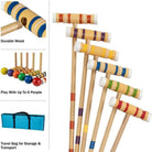 Hey! Play! 6-Player Croquet Set - Outdoor Games with Wood Mallets, Balls, Posts, Wickets, and Carry Case - Vintage Yard Games for Adults and Kids