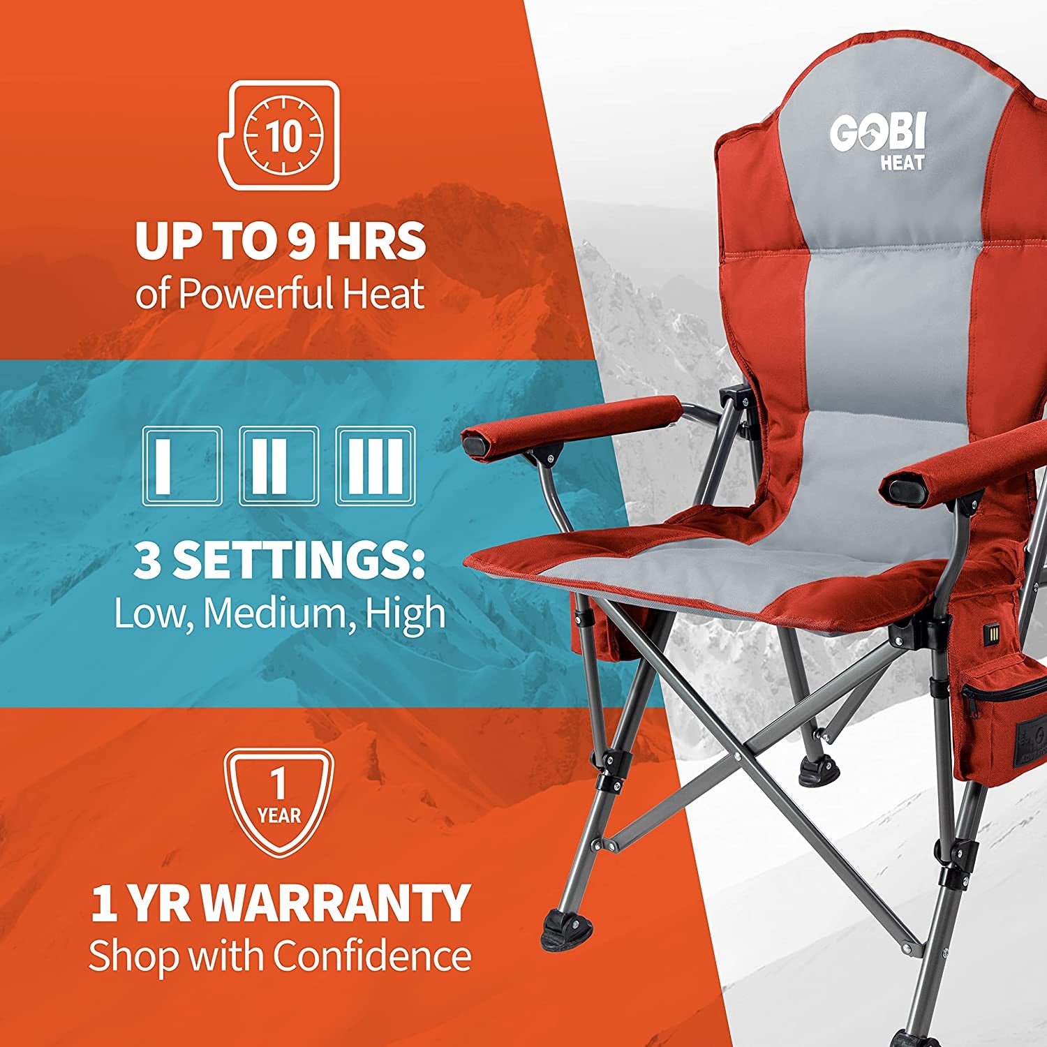 Gobi Heat's Toast Your Tush Terrain Chair - The Ultimate Recliner for Frostbite-Free Adventures with a Side of Warmth!