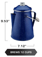 COLETTI Classic Percolator Coffee Pot — Camping Coffee Percolator, Campfire Coffee Pot – Camping Percolator for Groups — Brew for the Whole Campsite (Blue, 12 Cup)