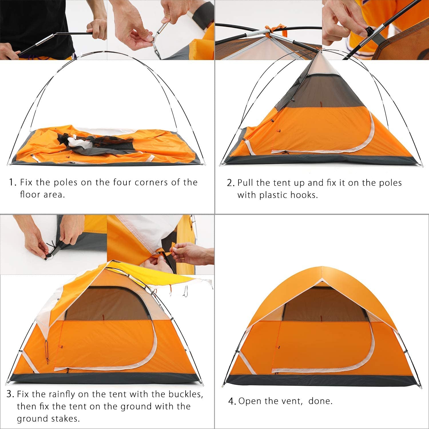 MOON LENCE 2/4 Person Tent for Camping,Waterproof Tent for Backpacking,Outdoor Dome Tent with Windproof