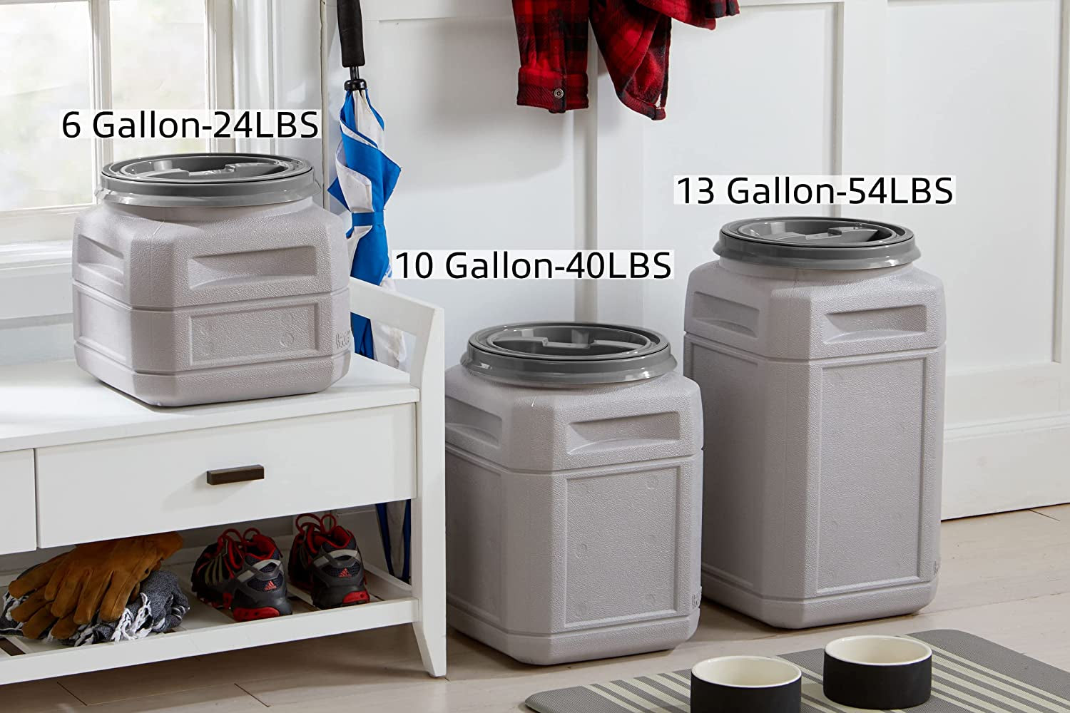 13 Gallon/Up to 54 Pound Pet Food Storage Container with Airtight Lid and Built-In Handles for Easy Transport, Made for Durable and Versatile Storage