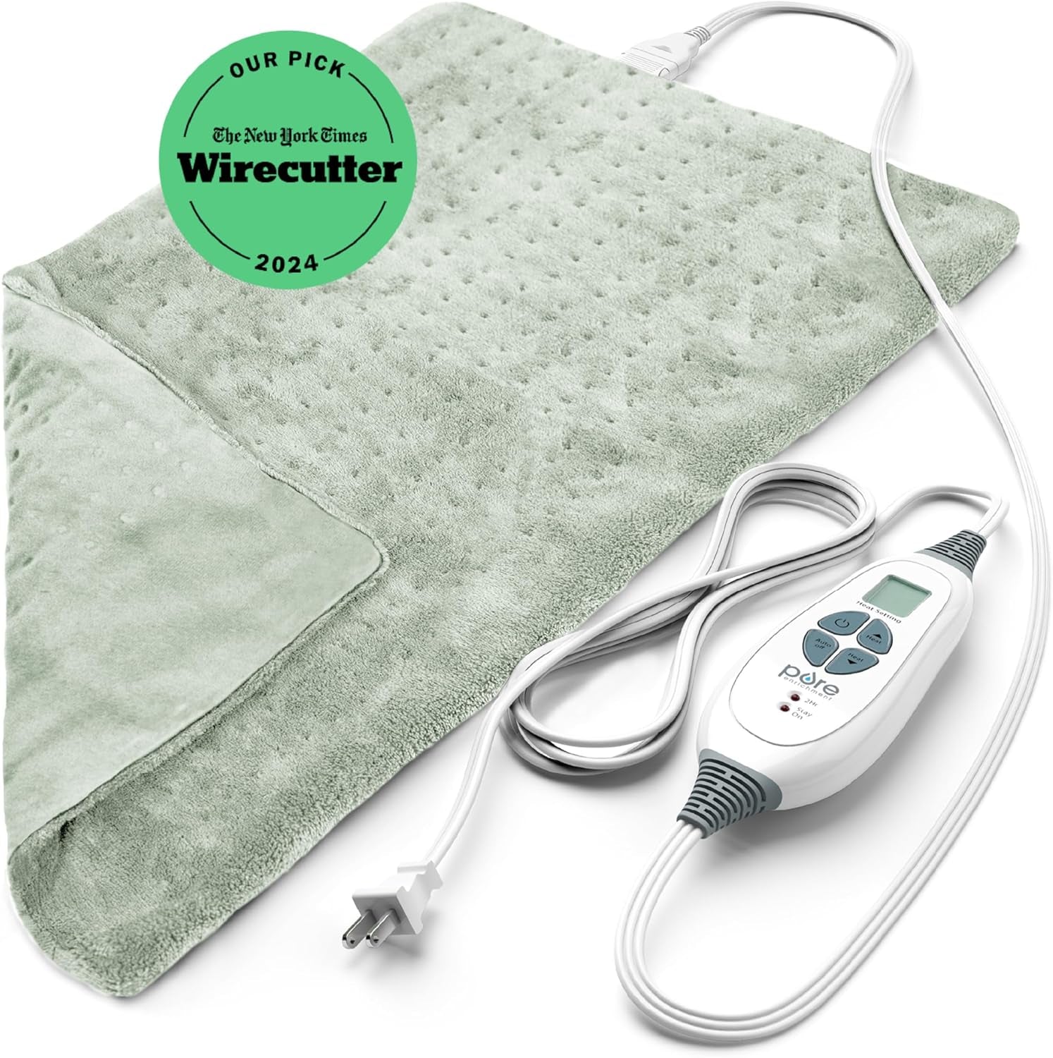 PureRelief XL Heating Pad – 12” x 24” Electric Pad for Back Pain & Cramps, 6 Heat Levels, Auto-Off