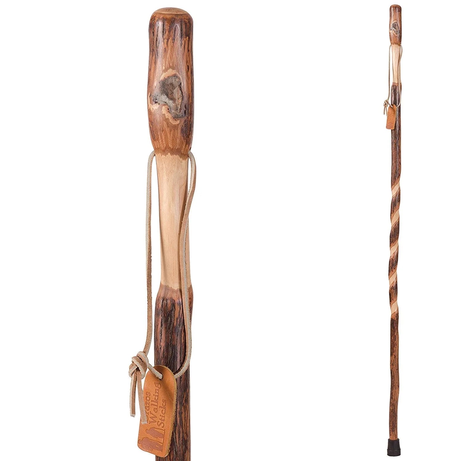 Twisted Hickory Wood Walking Stick 58 Inch Height