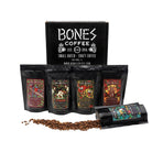 Bones Coffee Company NEW Flavors! Favorite Flavors Sample Pack | 4 Oz Pack of 5 Assorted Ground Coffee Beans | Low Acid Medium Roast Gourmet Coffee Beverages (Ground)