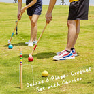 Apudarmis Six Player Croquet Set with Premiun Rubber Wooden Mallets 28In,Colored Ball,Wickets,Stakes - Lawn Backyard Game Set for Adults/Teenagers/Family (Large Carry Bag Including)