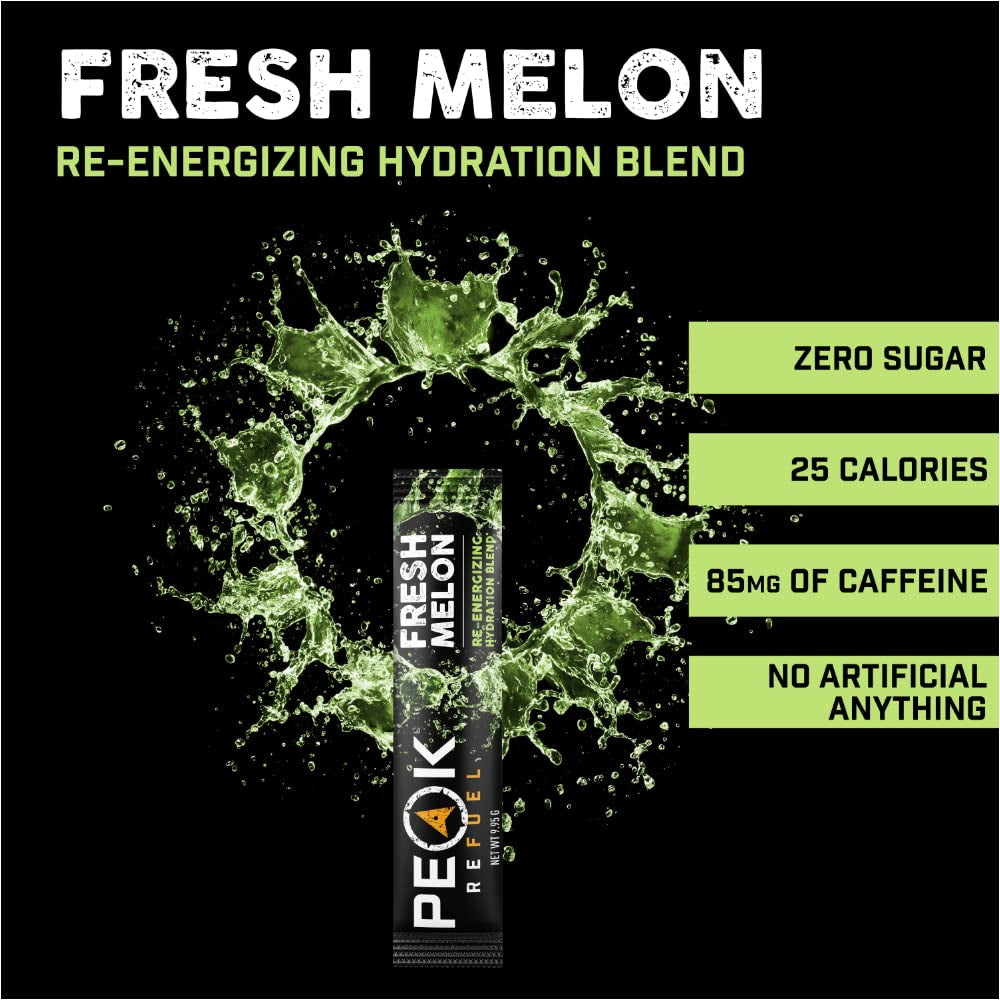 Re-Energizing Drink Mix | Hydration Blend | Extended Energy | Improved Performance | Increased Focus | Premium Flavors | Easy-Tear Single Serving Sticks | Fresh Melon - 10-Pack