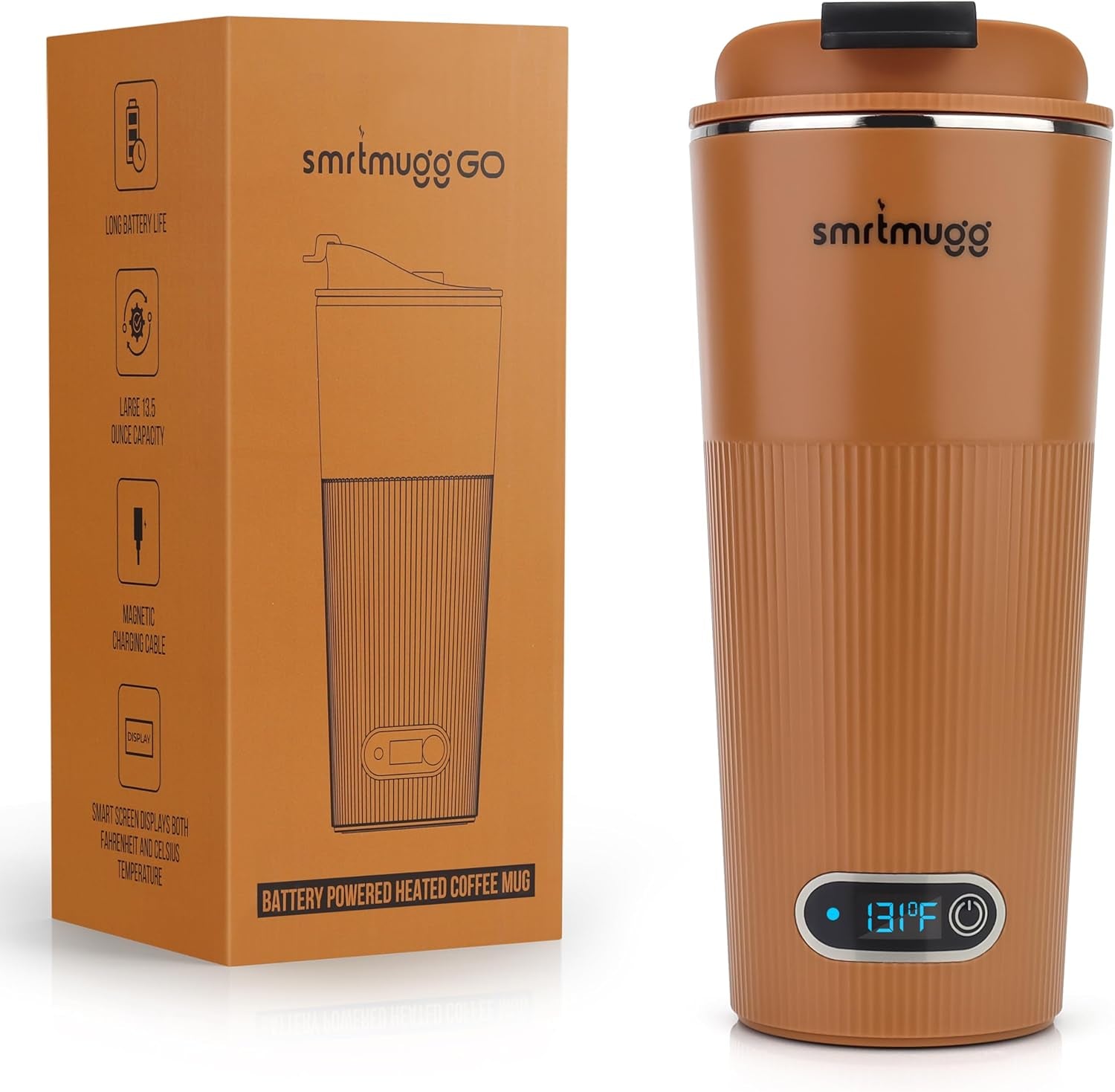 GO Heated Coffee Mug, Travel Mug, 13.5 OZ. Smart Mug, Battery Powered Heated Coffee Mug, Great for Coffee and Tea, Snap on Magnetic Charging Cord, New and Improved (Mint Green)