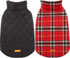 Reversible British Style Plaid Dog Winter Coat – Waterproof & Warm for Small, Medium & Large Dogs