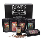 Bones Coffee Company NEW Flavors! Favorite Flavors Sample Pack | 4 Oz Pack of 5 Assorted Ground Coffee Beans | Low Acid Medium Roast Gourmet Coffee Beverages (Ground)