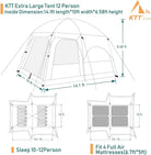 KTT Extra Large Tent 10-12-14 Person(Style-B),Family Cabin Tents,2 Rooms,3 Doors and 3 Windows with Mesh,Straight Wall,Waterproof,Double Layer,Big Tent for Outdoor,Picnic,Camping,Family Gathering