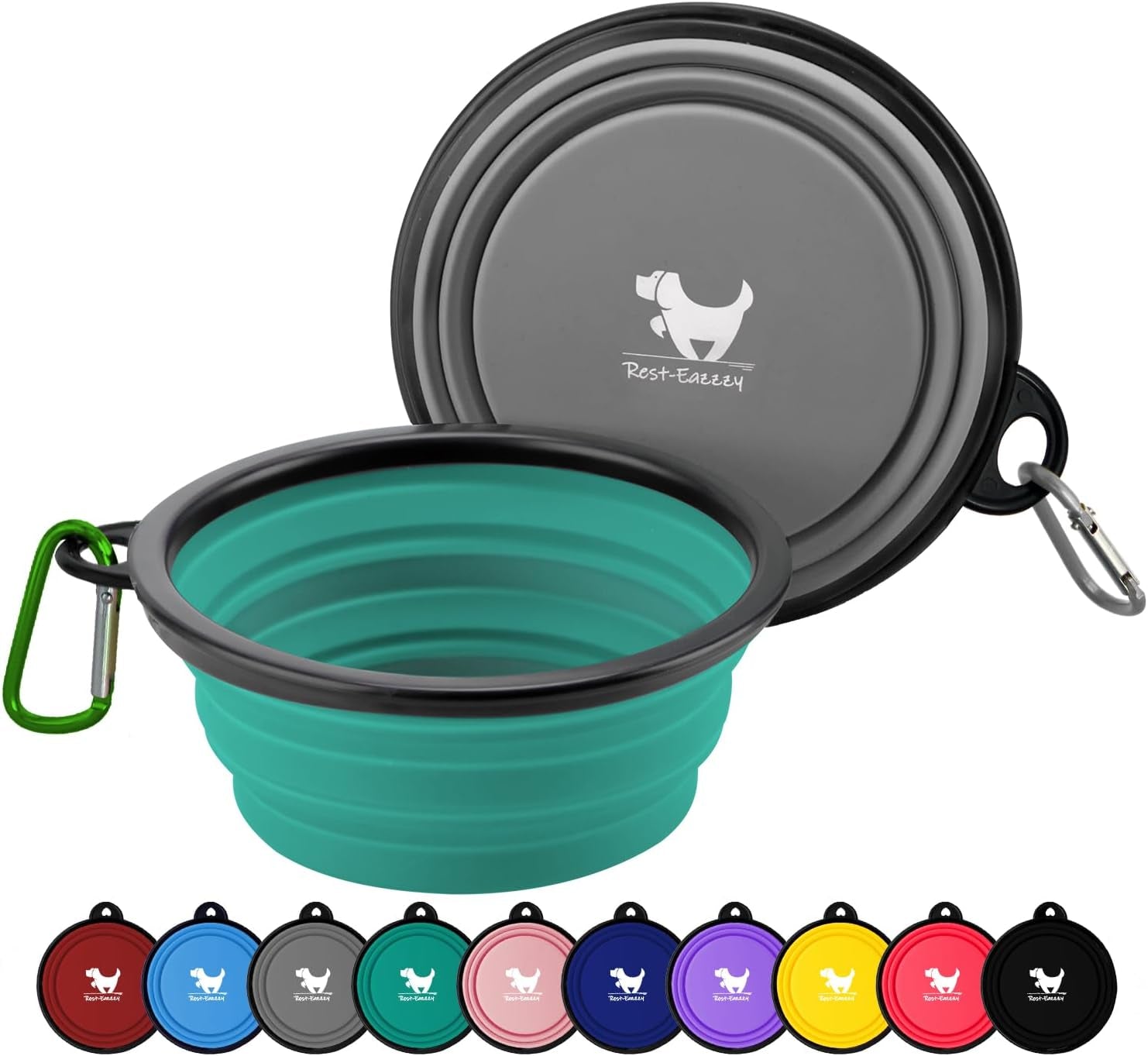 Collapsible Dog Bowls for Travel, 2-Pack Dog Portable Water Bowl for Dogs Cats Pet Foldable Feeding Watering Dish for Traveling Camping Walking with 2 Carabiners, BPA Free