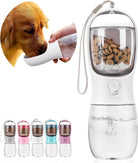 Dog Water Bottle,Portable Pet Water Bottle with Food Container,Outdoor Portable Water Dispenser for Cat,Puppy,Pets for Walking,Hiking,Travel,Puppy Essentials,Dog Stuff(19Oz)