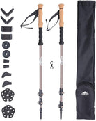 Trekking Poles - Carbon Fiber Monopod Walking or Hiking Sticks with with Accessories Mount and Adjustable Quick Locks