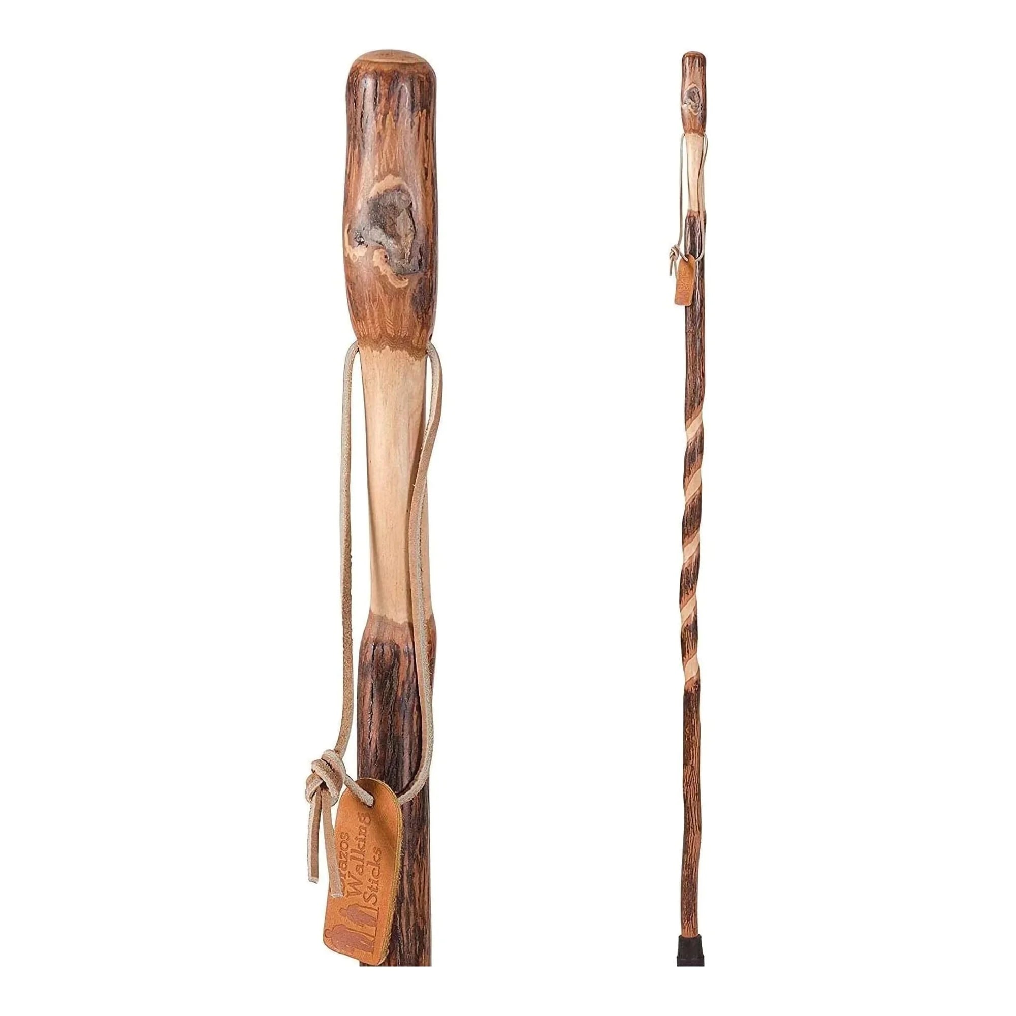 Twisted Hickory Wood Walking Stick 58 Inch Height