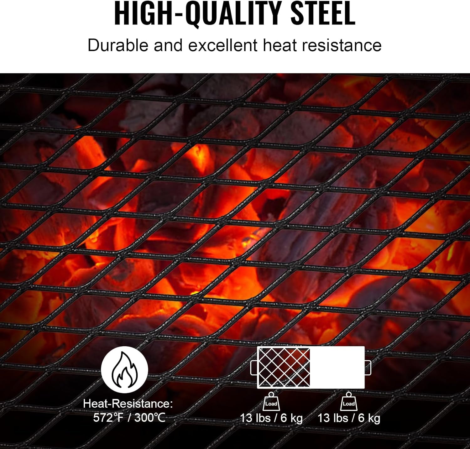 VEVOR Folding Campfire Grill, Heavy Duty Steel Mesh Grate, 22.4" Portable Camping Grates over Fire Pit, Camp Fire Cooking Equipment with Legs Carrying Bag, Grilling Rack for Outdoor Open Flame Cooking