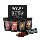 Bones Coffee Company NEW Flavors! Favorite Flavors Sample Pack | 4 Oz Pack of 5 Assorted Ground Coffee Beans | Low Acid Medium Roast Gourmet Coffee Beverages (Ground)