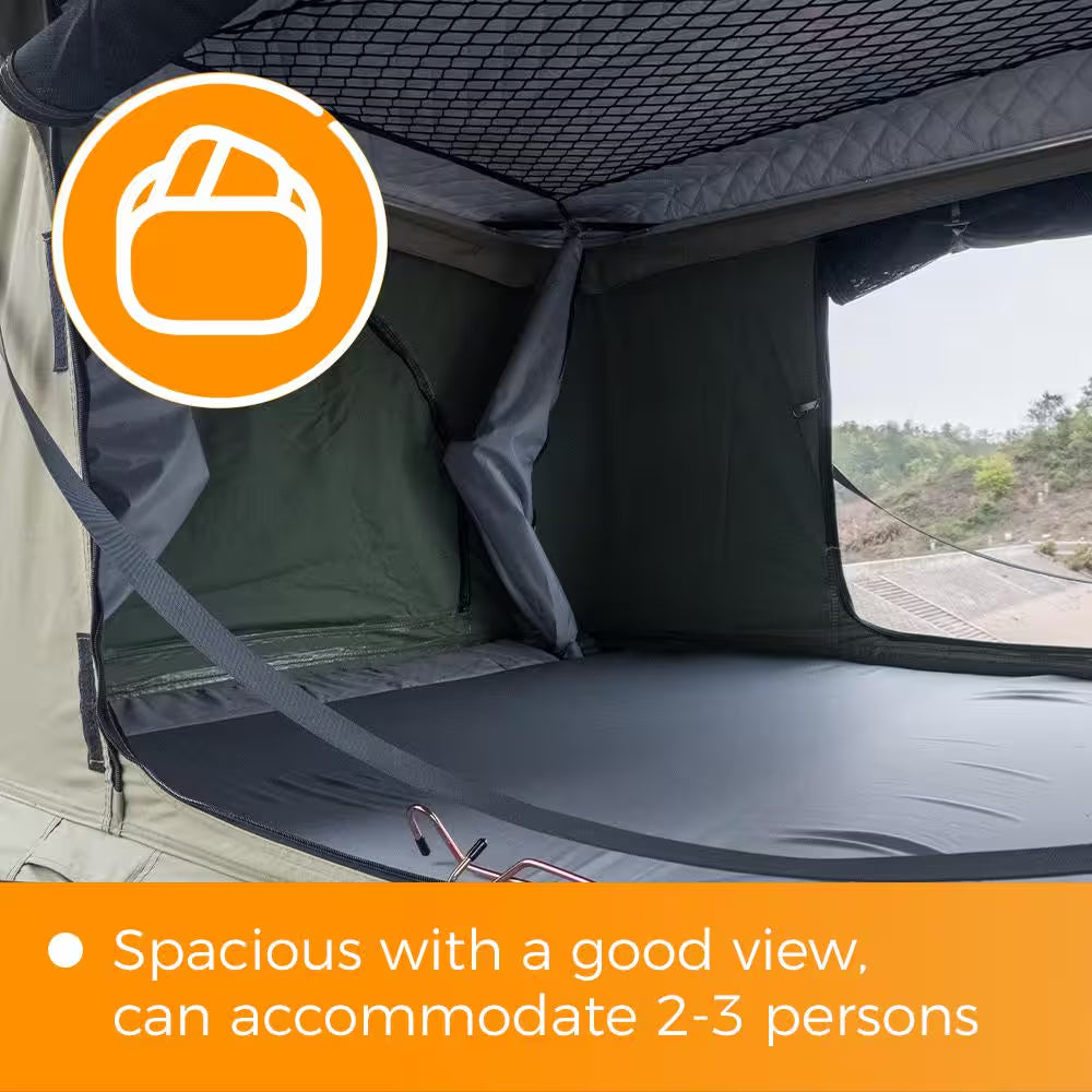 Nomad Black Hard Shell and Green Fabric 2-Person Car Rooftop Tent