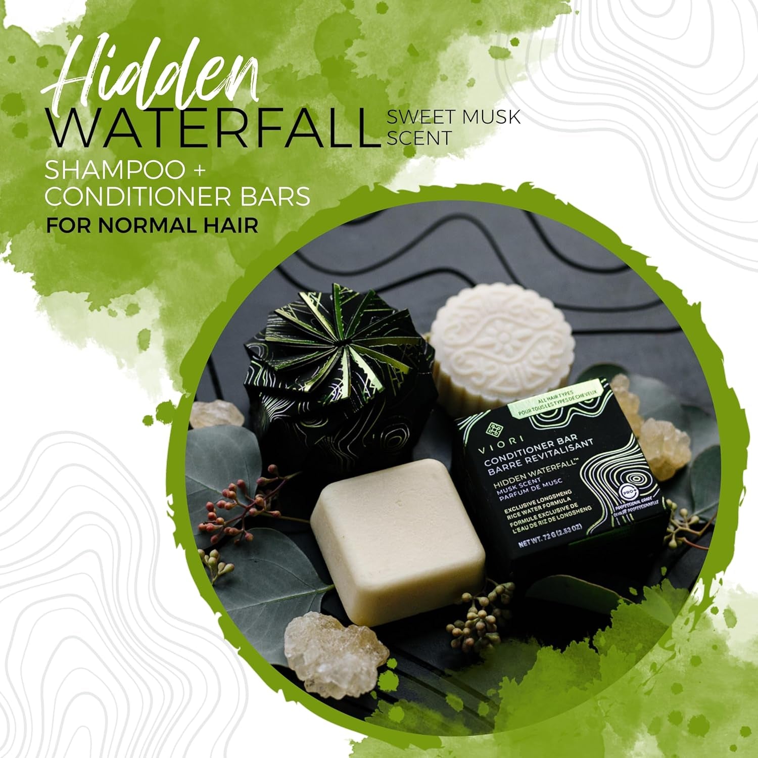 Hidden Waterfall Shampoo Bar Made with Rice Water - Handcrafted All Natural Shampoo Bars - Sulfate Free Shampoo