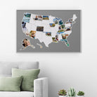 USA Photo Map - 50 States Travel Map - 24 X 36 in - Printed on Flexible Vinyl and Rewritable - Includes Secure Photo Maker - Unframed - Gray