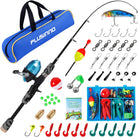 PLUSINNO Kids Fishing Pole with Spincast Reel Telescopic Fishing Rod Combo Full Kits for Boys, Girls, and Adults