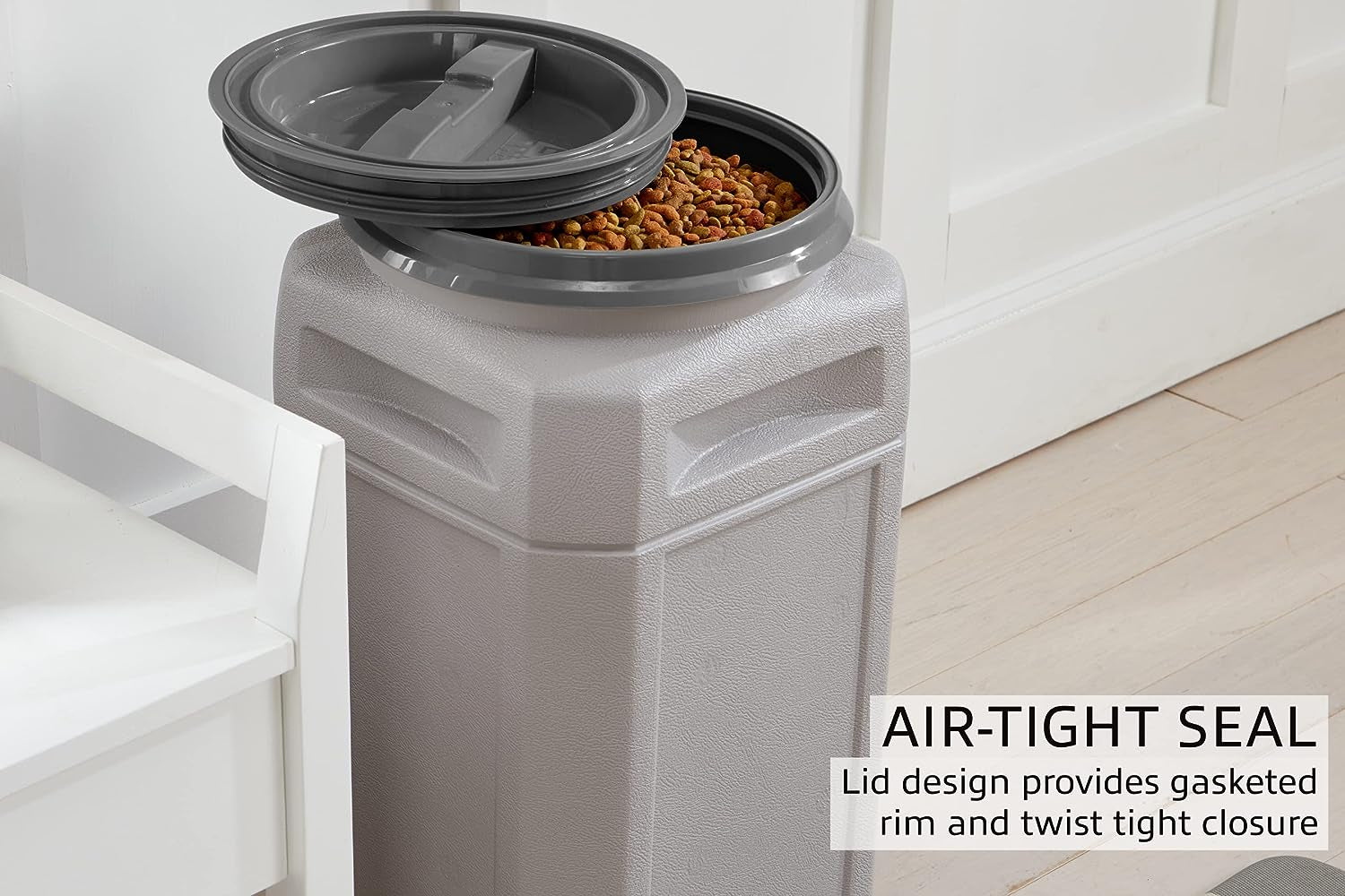 13 Gallon/Up to 54 Pound Pet Food Storage Container with Airtight Lid and Built-In Handles for Easy Transport, Made for Durable and Versatile Storage