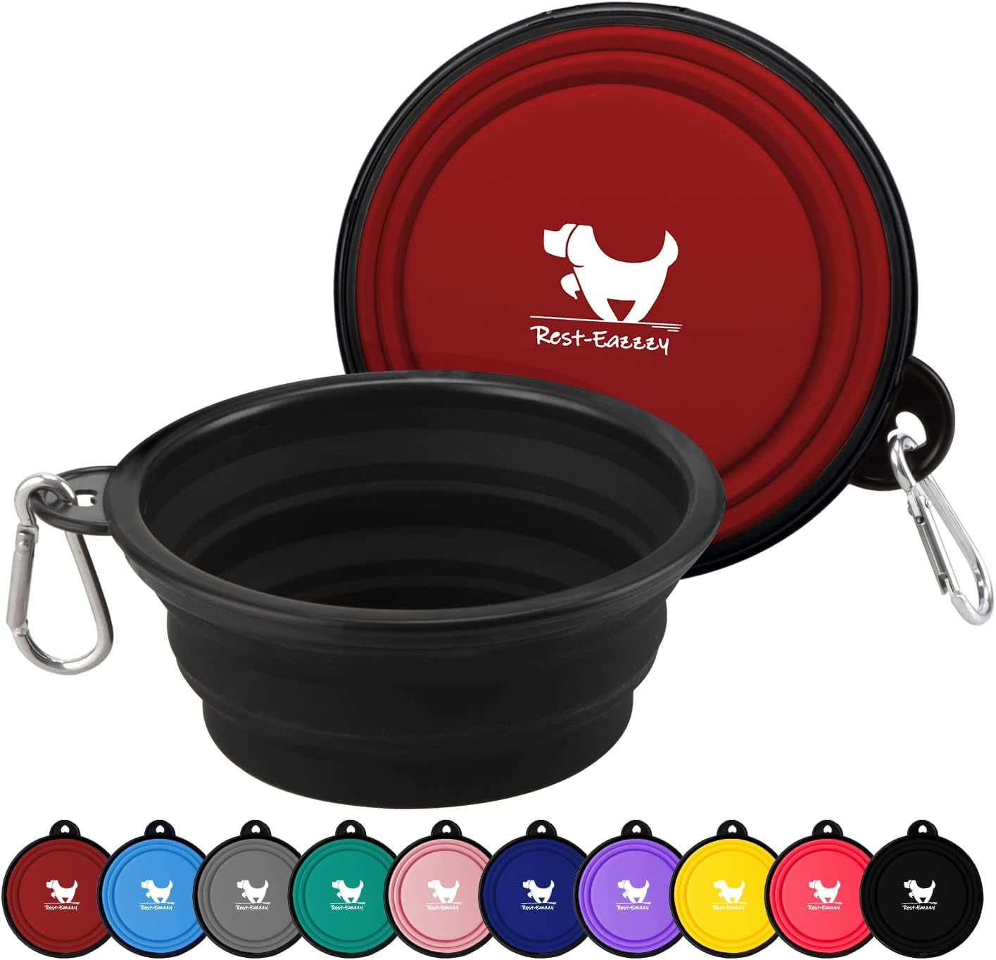 Collapsible Dog Bowls for Travel, 2-Pack Dog Portable Water Bowl for Dogs Cats Pet Foldable Feeding Watering Dish for Traveling Camping Walking with 2 Carabiners, BPA Free