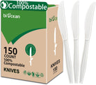 100% Compostable No Plastic Knives Forks Spoons Utensils, the Heavyweight Heavy Duty Flatware Is Eco Friendly Products for Lounge Party Wedding BBQ Picnic Camping.