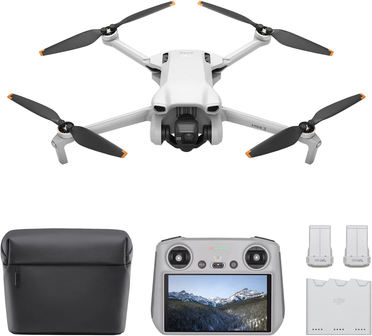 DJI Mini 3 Fly More Combo (DJI RC), Lightweight 3X Mechanical Gimbal Mini Camera Drone with 4K HDR Video, 3 Batteries for 114-Min Flight Time, Vertical Shooting, 32800Ft (10Km) Video Transmission