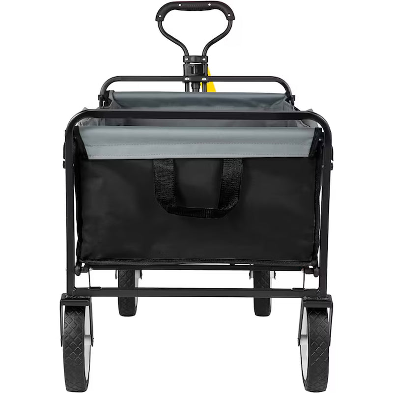 Heavy-Duty Collapsible Beach Cart - 176 lbs Capacity Portable Folding Wagon for Camping, Groceries, and Outdoor Activities - Adjustable Handle and Durable Wheels - Black