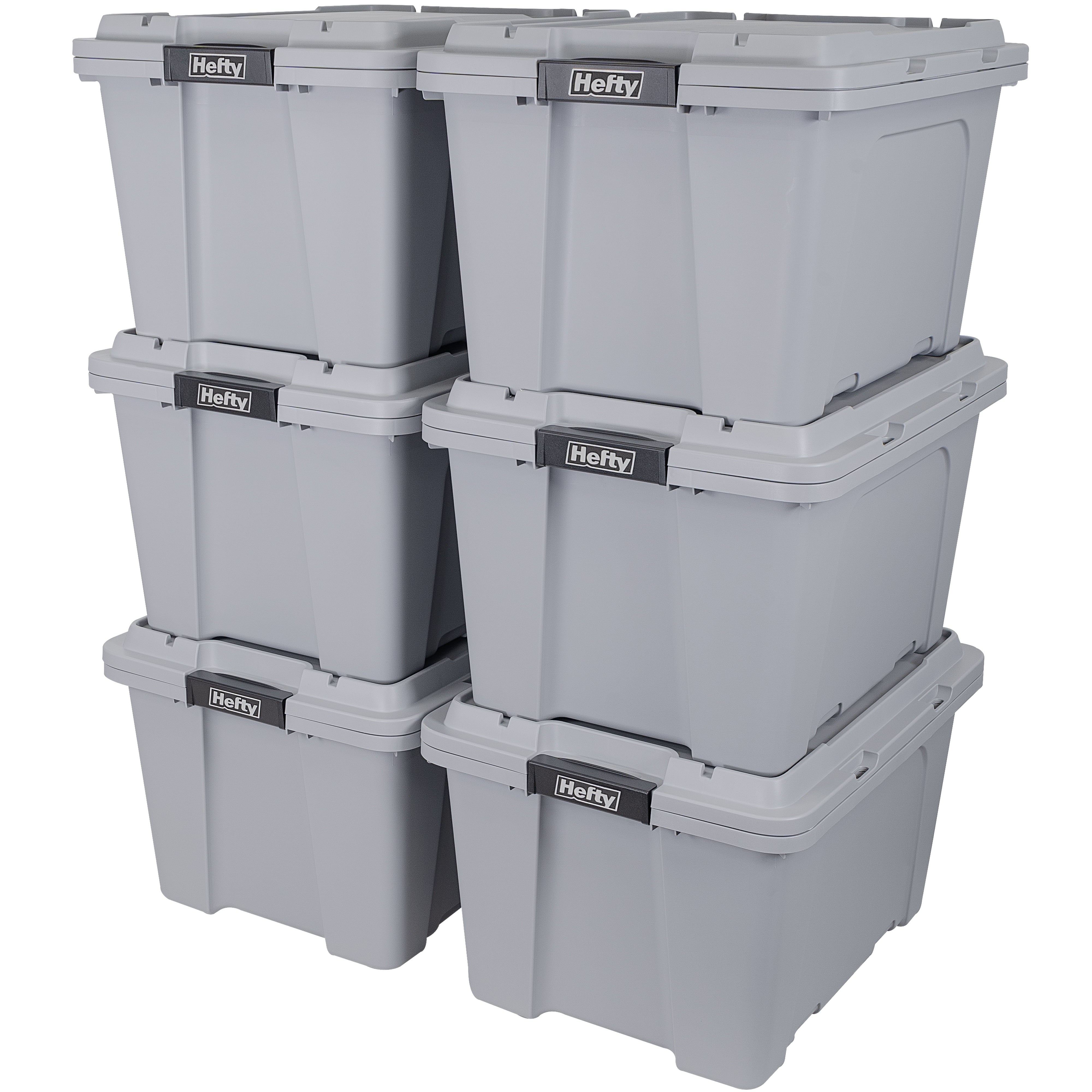 12 Gal Max Pro Plastic Utility Storage Tote, Gray, 6 Pack