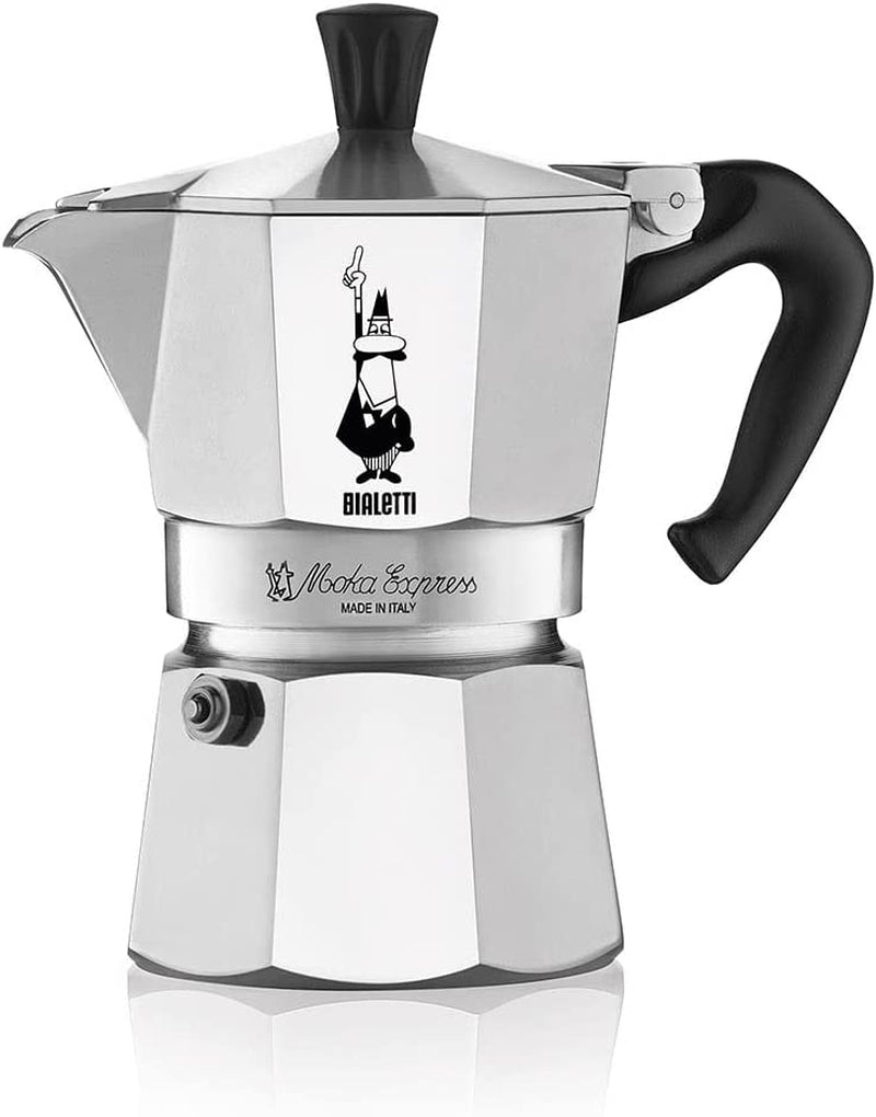 Bialetti - Moka Espress: Iconic Stovetop Espresso Maker, Makes Real Italian Coffee, Moka Pot 6 Cups (6 Oz), Aluminium, Silver