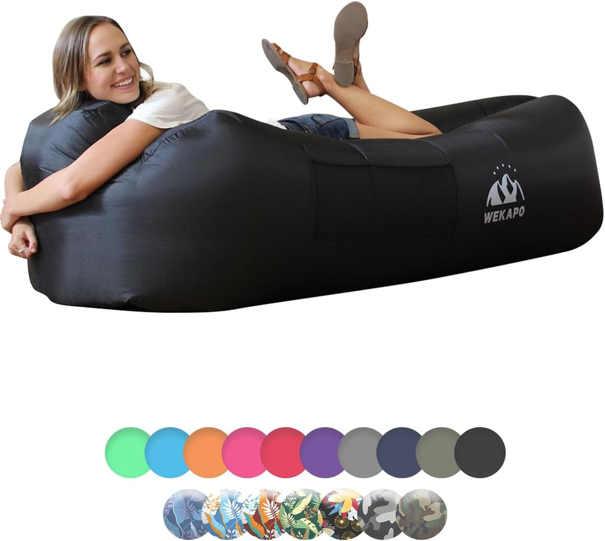 Inflatable Lounger Air Sofa Chair–Camping & Beach Accessories–Portable Water Proof Couch for Hiking, Picnics, Outdoor, Music Festivals & Backyard–Lightweight and Easy to Set up Air Hammock