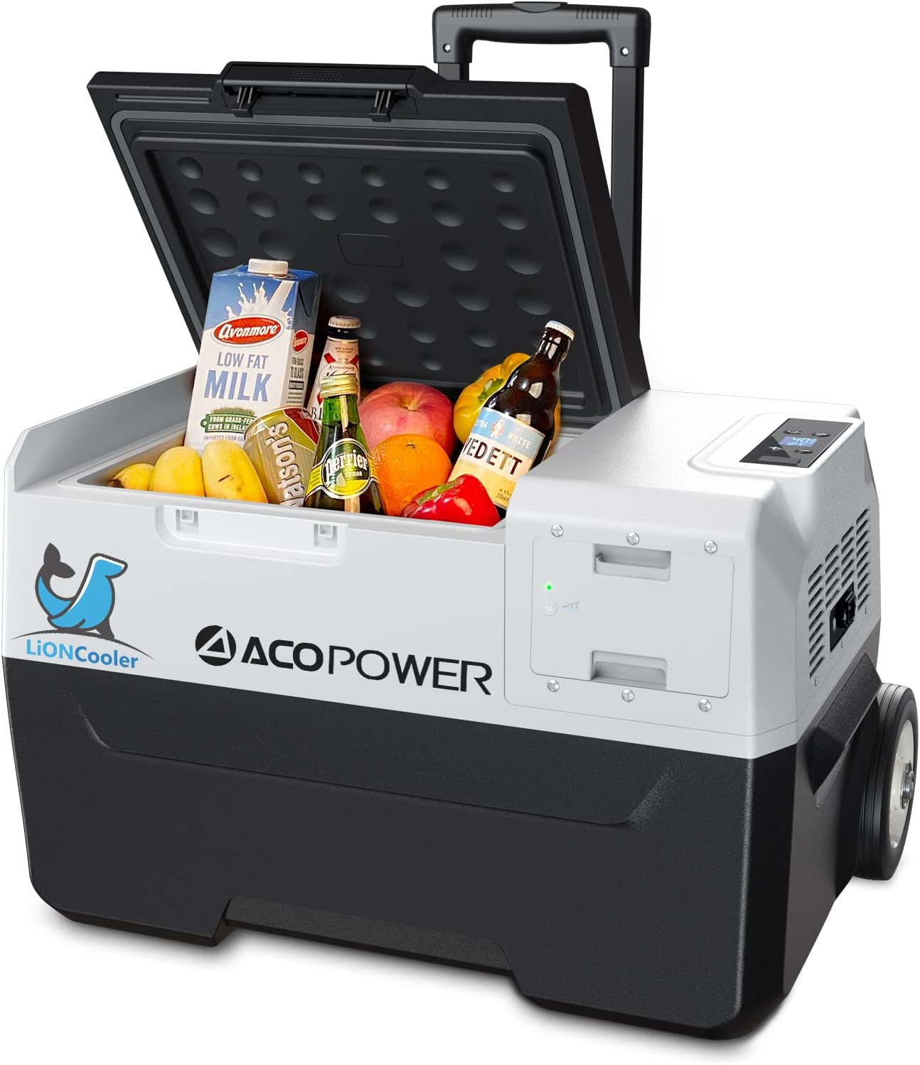 Acopower&Lioncooler 12V Car Refrigerator-32 Quart/30L Portable Freezer with App Control, Rechargeable Battery, and Electric Compressor Cooler for RV, Boat, and Camping