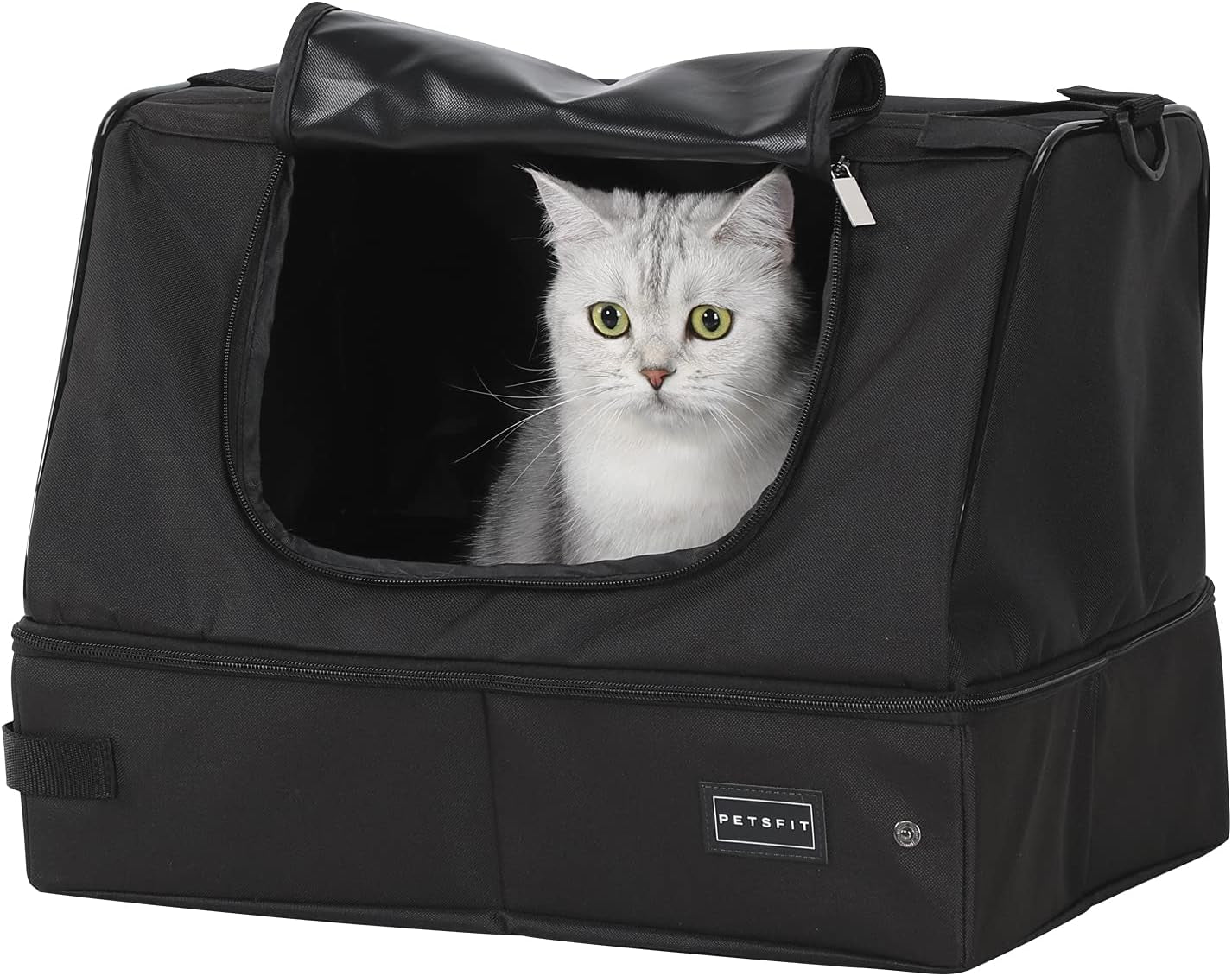 Portable Cat Litter Box: Leak-Proof, Lightweight, and Foldable Design for Convenient Travel (Black, 17 inches)