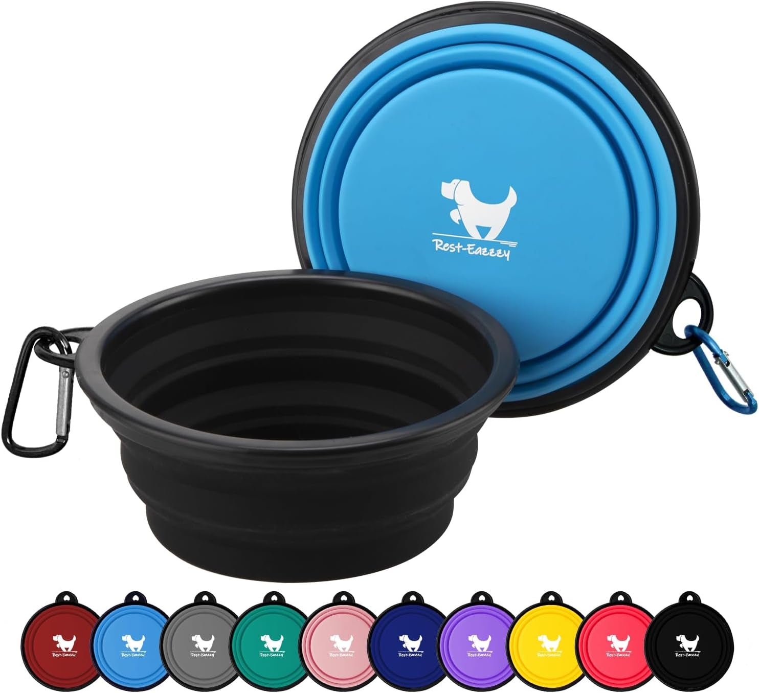 Collapsible Dog Bowls for Travel, 2-Pack Dog Portable Water Bowl for Dogs Cats Pet Foldable Feeding Watering Dish for Traveling Camping Walking with 2 Carabiners, BPA Free