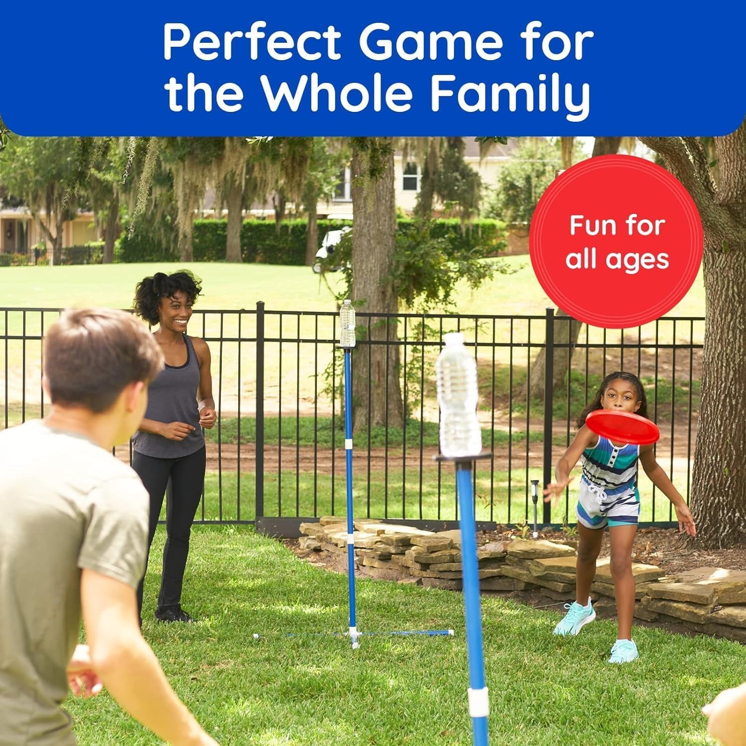 Giggle N Go Yard Game | Outdoor Polish Horseshoes Set with Frisbee, Stands, Poles, and Storage Bag