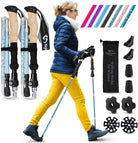 Walking Sticks for Women - 14.5" Foldable Hiking Poles for Backpacking, Exercising and Traveling, Set of 2 Aluminum Nordic Collapsible Trekking Poles