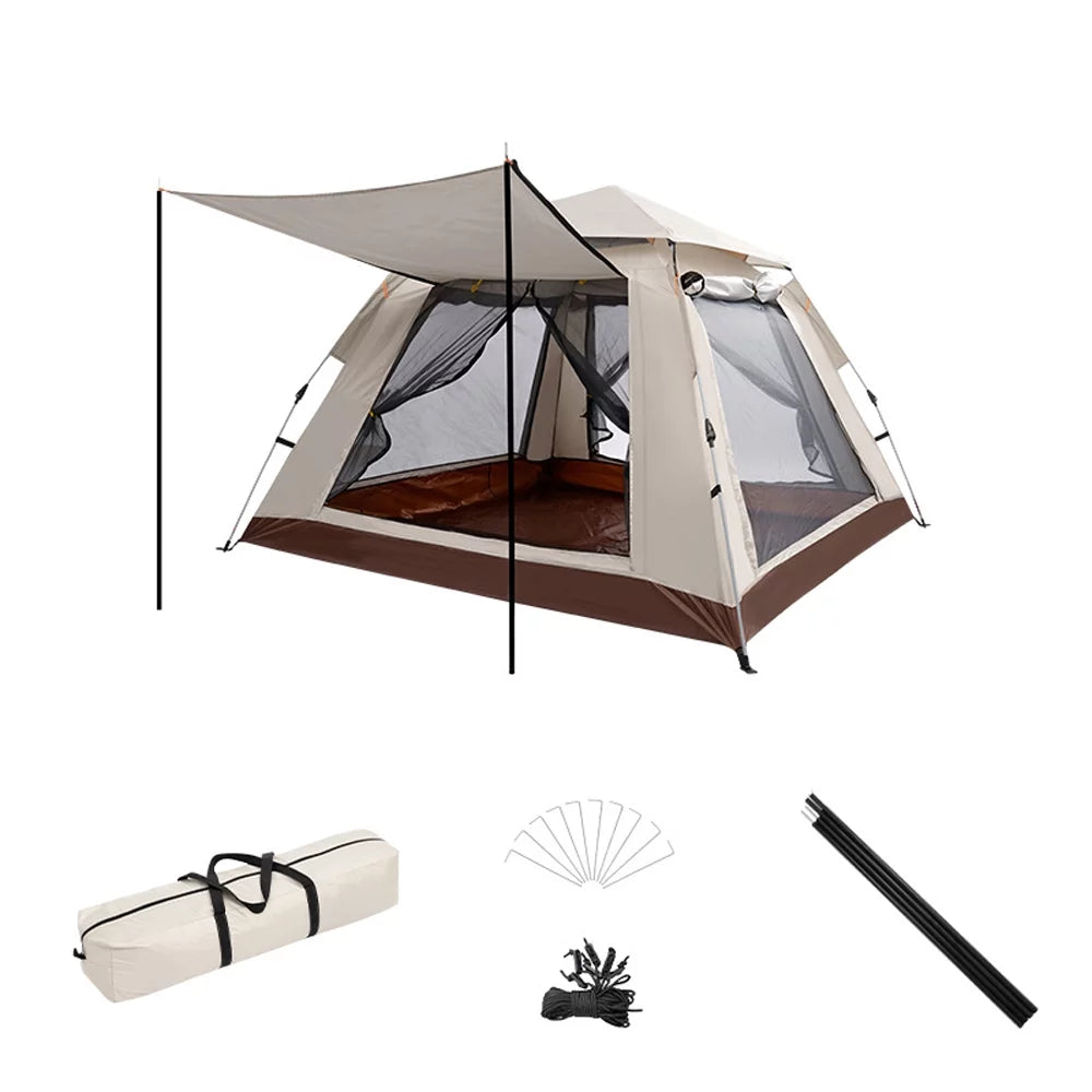 Outdoor Camping Tent, Automatic Pop-Up Waterproof Tent, 4-6 Person Family Camping Tent for Family Car Trip