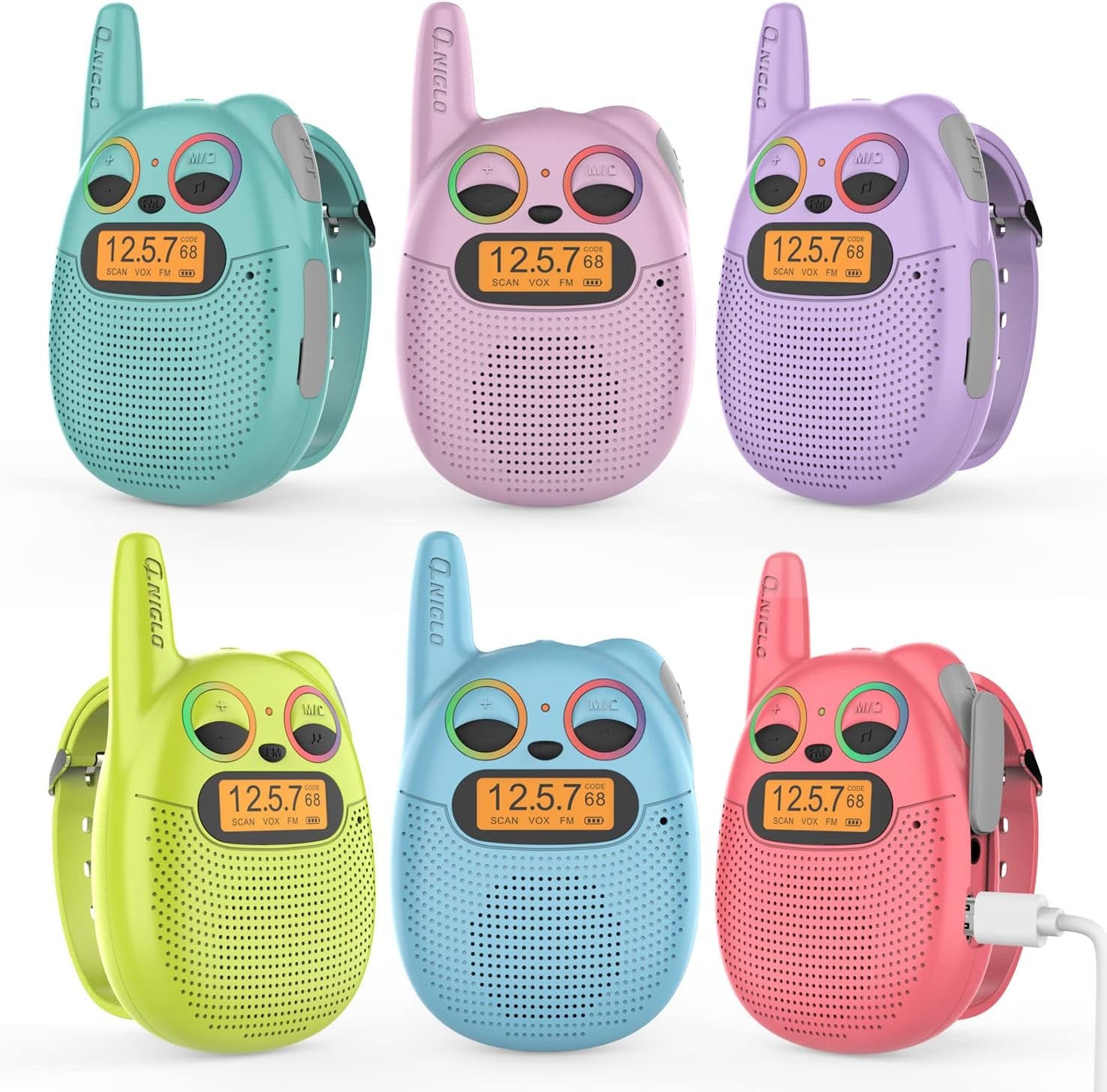 Qniglo Giggle Gabbers: Rechargeable Walkie Talkies for Young Adventurers Aged 3-14, Ideal for Outdoor Activities and Celebrations