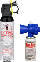 Frontiersman 9.2 Fl Oz. Bear Spray, Maximum Strength 2.0% Major Capsaicinoids, Powerful 35 Ft. Range Bear Deterrent and Bear Horn with Locking Top