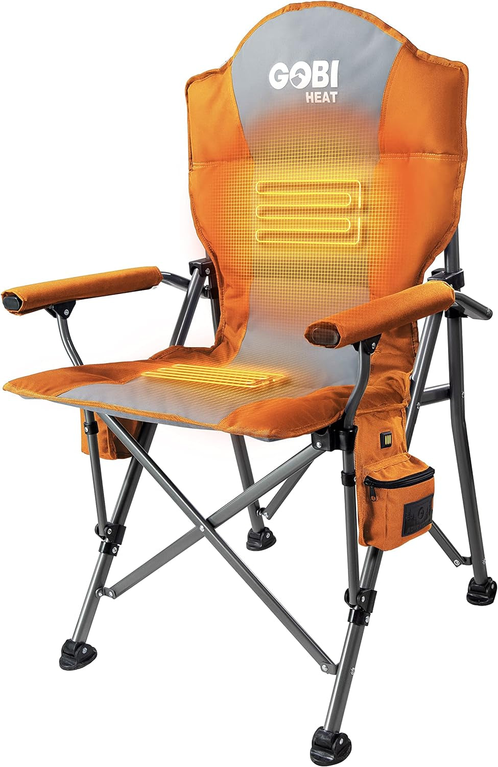 Gobi Heat - Terrain Portable Heated Camping Chair - Outdoor Folding Chair with Heated Filling - Winter Camping Essential - 3 Heat Settings (Flare)