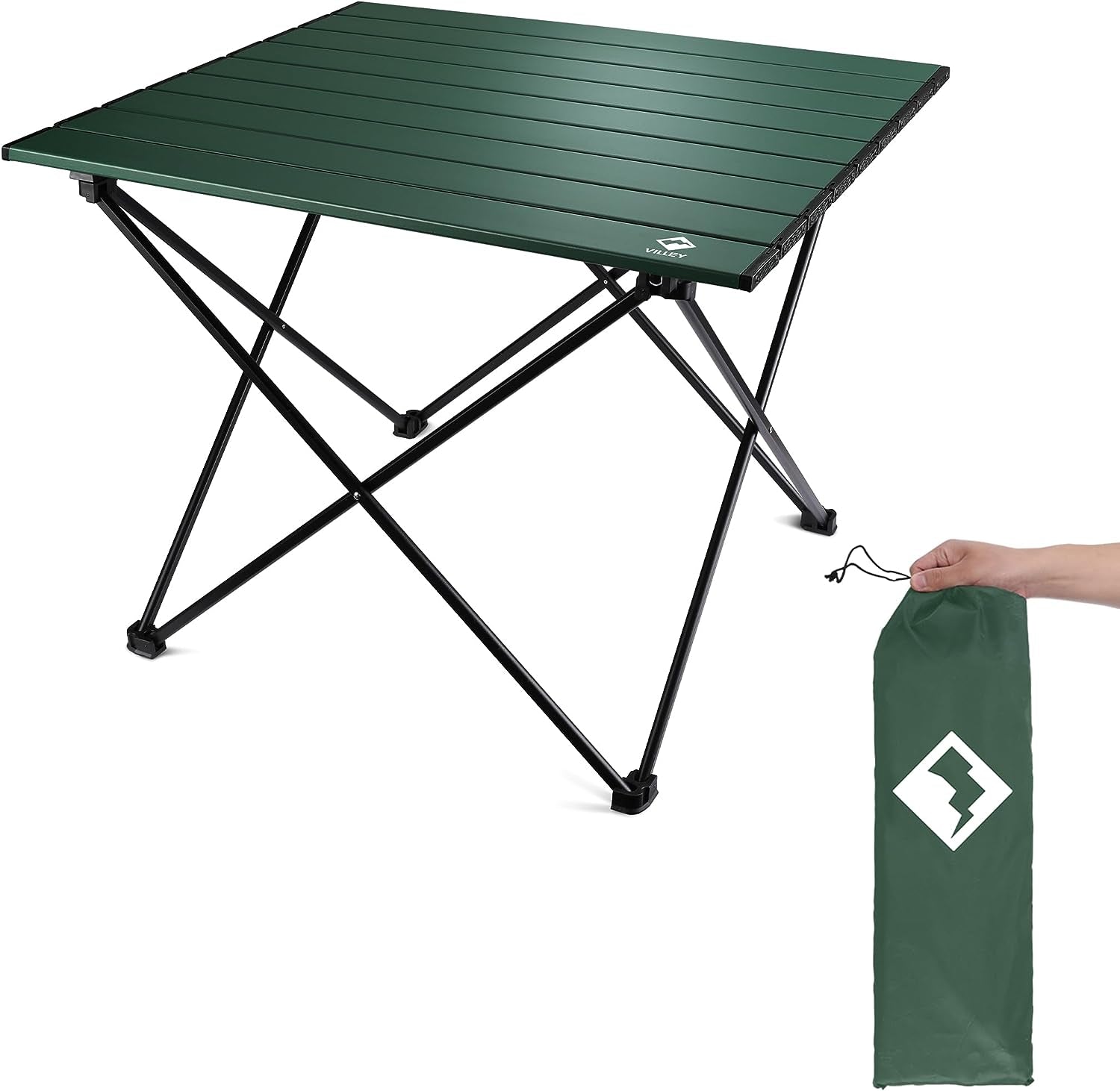 VILLEY Portable Camping Side Table, Ultralight Aluminum Folding Beach Table with Carry Bag for Outdoor Cooking, Picnic, Camp, Boat, Travel
