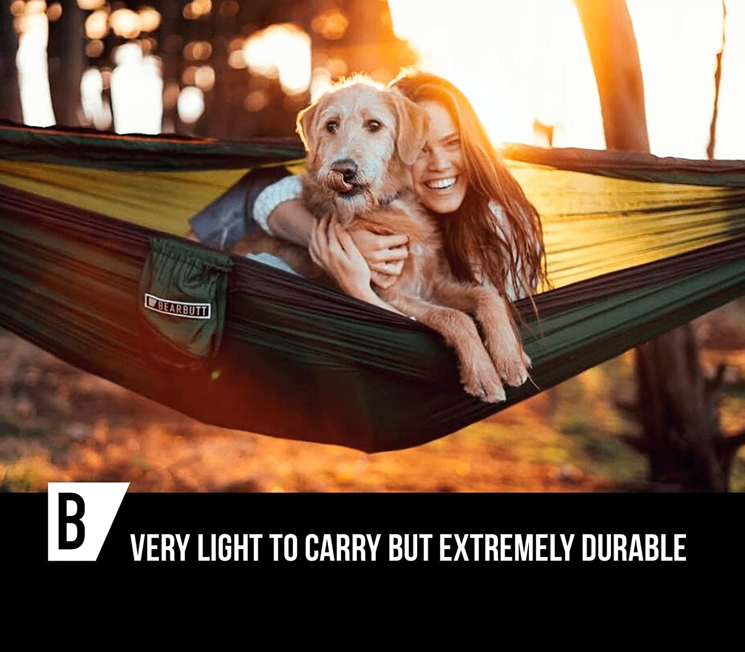 Bear Butt Camping Hammock - Hammock - Camping Gear - 2 Person Hammock - Backpacking Tree Hammock - Double Hammock Camping - Hiking Gear - Portable Hammock for Camping - Travel Hammock - Outdoor