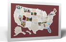 50 States USA Photo Map - Optional Framing Available - Made in America (White, Unframed)