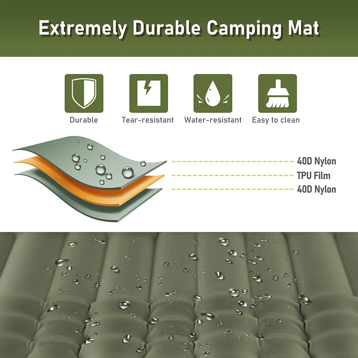 Double Sleeping Pad for Camping, 4" Extra-Thick Queen Camping Pad 2 Person with Pillow Built-In Foot Pump Inflatable Sleeping Mat for Backpacking Hiking Traveling Tent