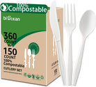 100% Compostable No Plastic Knives Forks Spoons Utensils, the Heavyweight Heavy Duty Flatware Is Eco Friendly Products for Lounge Party Wedding BBQ Picnic Camping.