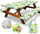 Premium 6FT Waterproof Polyester Picnic Table Cover Set with Bench Covers and Carrying Bag, Elastic and Windproof Design (72x30 Inches, 4 Pieces)