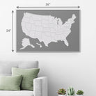 USA Photo Map - 50 States Travel Map - 24 X 36 in - Printed on Flexible Vinyl and Rewritable - Includes Secure Photo Maker - Unframed - Gray